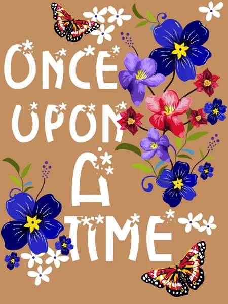 Typography Quotes Design Once Upon A Time — Stock Vector