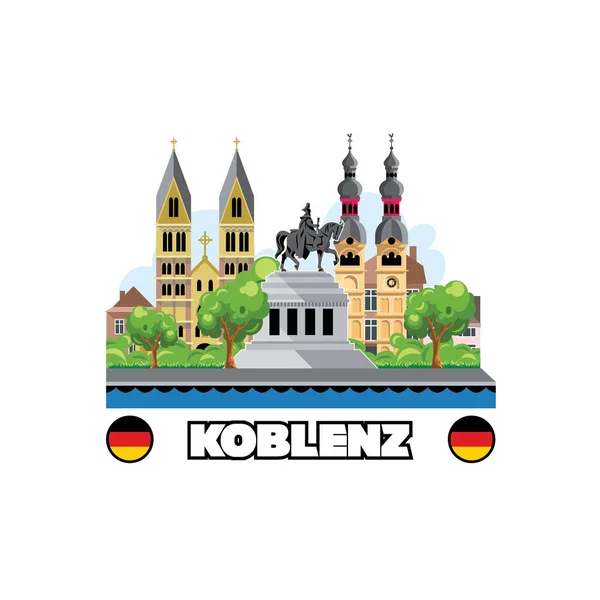 Stadtsilhouette Von Koblenz Mit Denkmälern Und Architektur — Stockvektor