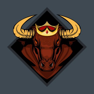 Kafasında tacı olan bir boğa. Doğu takviminde 2021 'in sembolü..