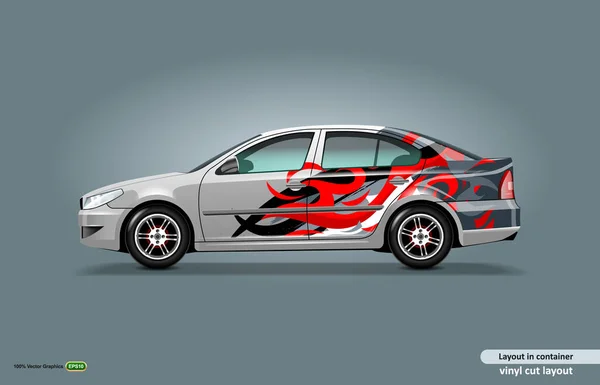 Auto Sticker Wrap Ontwerp Met Abstracte Vlam Thema Metalen Sedan — Stockvector