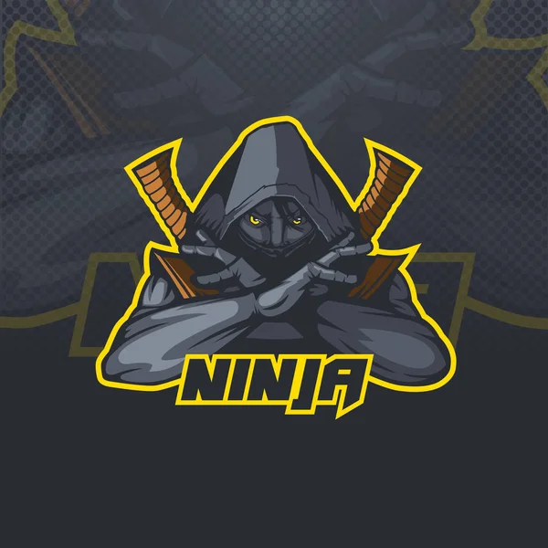 Logotyp Maskot Ninja Assassin Esports Lag Eller Klubb Illustration — Stock vektor