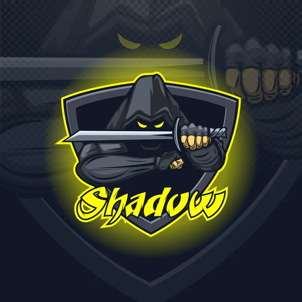 Shadow Assassin Logotyp Maskot Esport Team Eller Tryck Shirt — Stock vektor