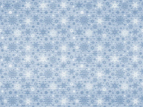 Blue ribbed kraft textured seamless background pattern with christmas snowflakes and stars ornament — Stock Photo, Image