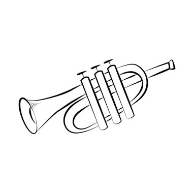 Trompet el çizimi simgesi beyaz arkaplanda izole edildi. vektör