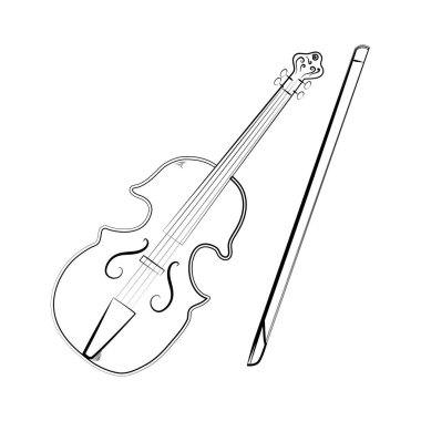 Keman el çizimi simgesi beyaz arkaplanda izole edildi. vektör