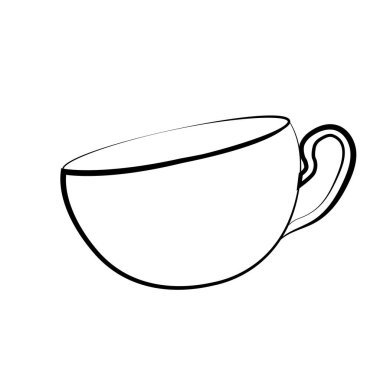 Beyaz arka planda izole edilmiş fincan el çizimi simgesi. Vektör