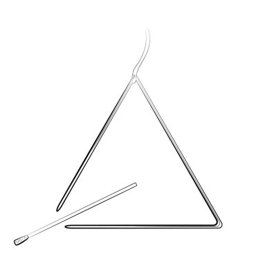 Beyaz arkaplanda izole edilmiş müzikal üçgen el çizimi simgesi. Vektör