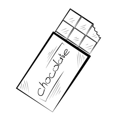 Beyaz arka planda izole edilmiş çikolatalı el çizimi simgesi. Vektör