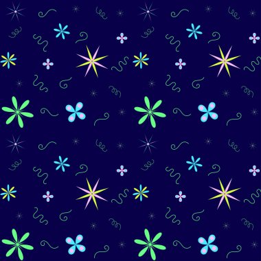 Mavi arka planda çiçek deseni