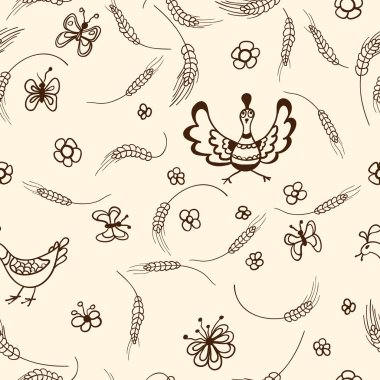 Vector hand drawn seamless country pattern. clipart