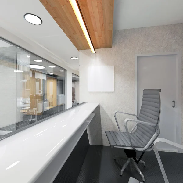 Office lobby and corridor with a reception desk — Stock Photo, Image