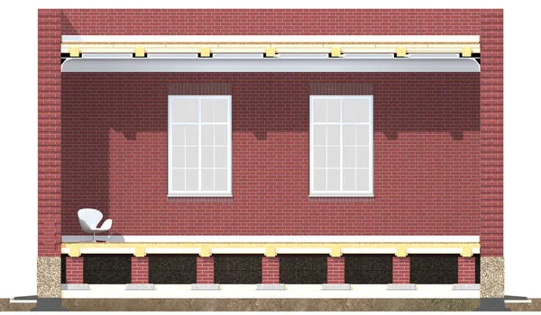 れんが造りの家の断面図 — ストック写真