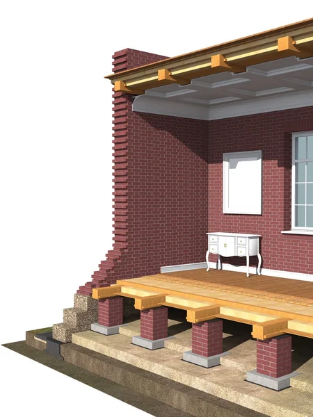 Cross section of brick house — Stock Photo, Image