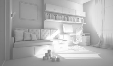 İç çocuk odası 3d render