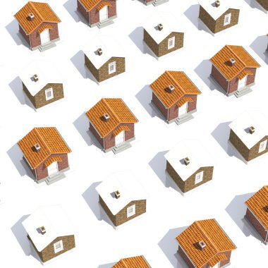 Mimari modeli üzerinde izole beyaz evler