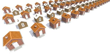 Mimari modeli üzerinde izole beyaz evler