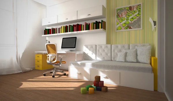 Interior de la representación 3D de la habitación del niño — Foto de Stock