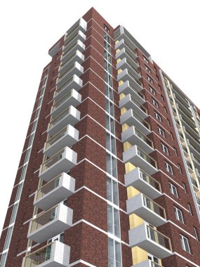 3D render modern çok katlı Konut Binası