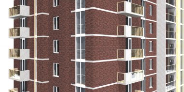 3D render modern çok katlı Konut Binası