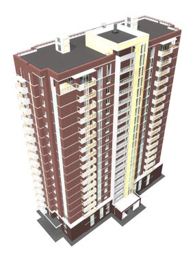 3D render modern çok katlı Konut Binası