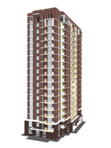 3D render modern çok katlı Konut Binası