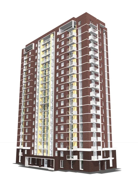 3d renderizado de edificio residencial moderno de varios pisos — Foto de Stock