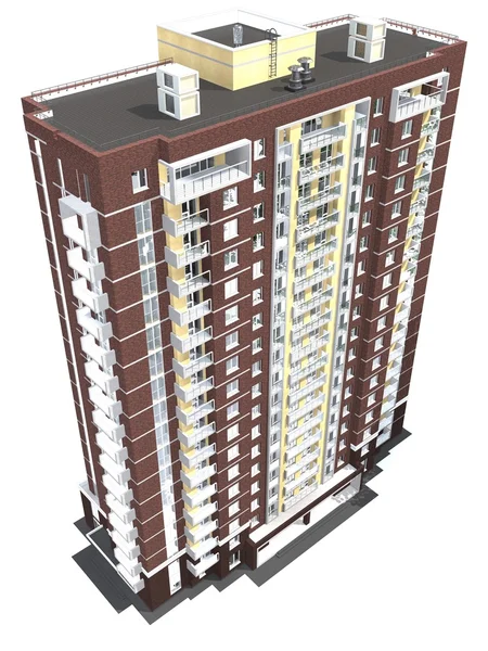 3d renderizado de edificio residencial moderno de varios pisos — Foto de Stock