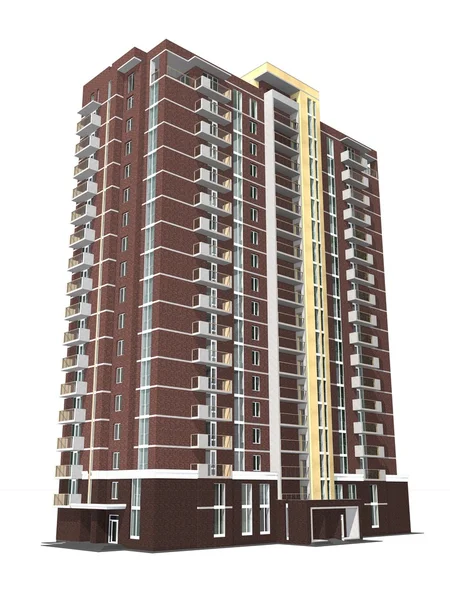 3d renderizado de edificio residencial moderno de varios pisos —  Fotos de Stock