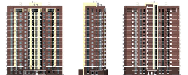 3d rendu de bâtiment résidentiel moderne à plusieurs étages — Photo