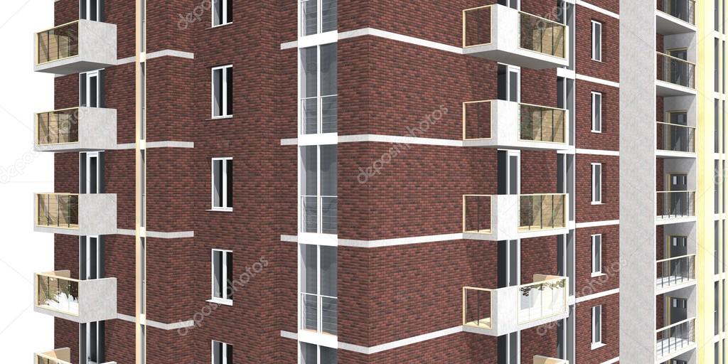 3d rendering of modern multi-storey residential building