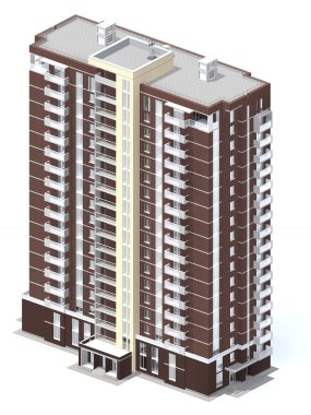 3D render modern çok katlı Konut Binası