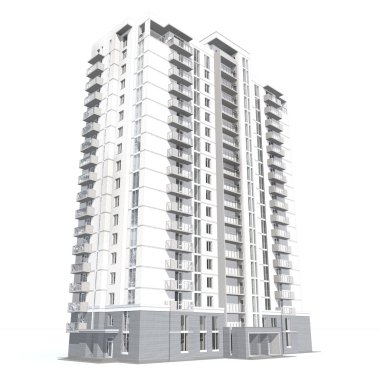 3D render modern çok katlı Konut Binası