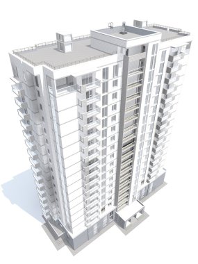 3D render modern çok katlı Konut Binası