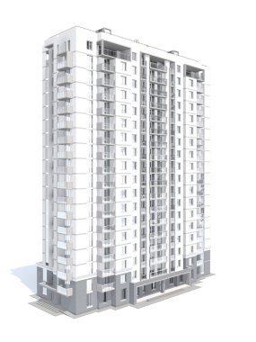 3D render modern çok katlı Konut Binası