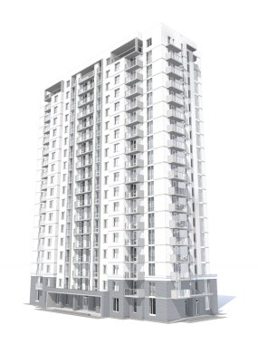 3D render modern çok katlı Konut Binası