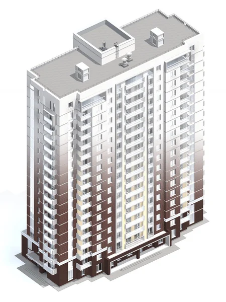3d 渲染的现代多层住宅楼 — 图库照片