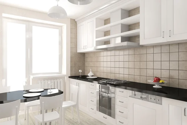 Interno moderno della cucina rendering — Foto Stock