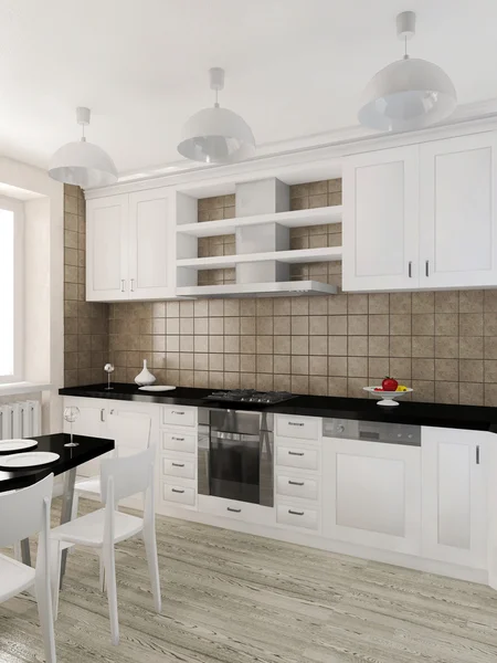 Interno moderno della cucina rendering — Foto Stock