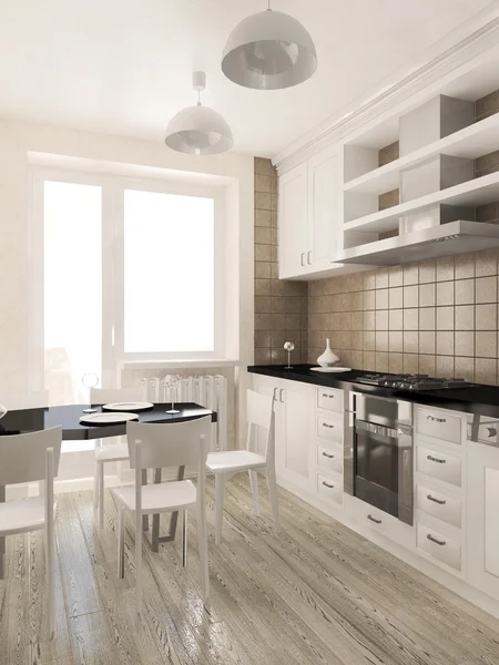 Interior moderno da cozinha renderização — Fotografia de Stock