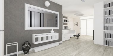 Modern iç oturma odası render