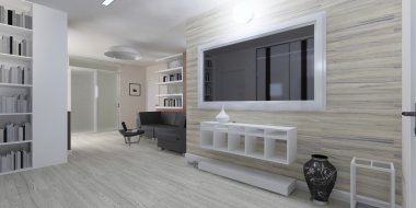 Modern iç oturma odası render