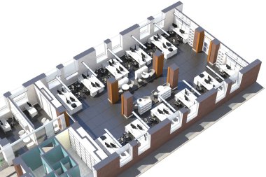 Ofis alanı Üstten Görünüm