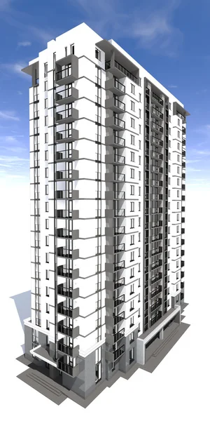 Visualización del moderno edificio residencial de varios pisos —  Fotos de Stock