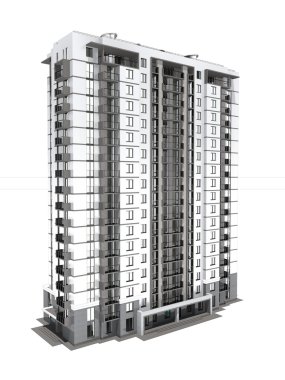 Visualization of modern multi-storey residential building clipart