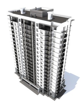 Görselleştirme modern çok katlı Konut Binası
