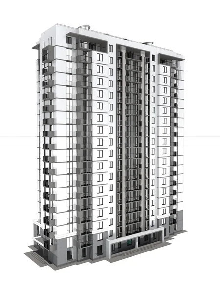 Visualización del moderno edificio residencial de varios pisos — Foto de Stock