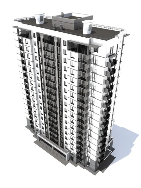 Visualisation du bâtiment résidentiel moderne à plusieurs étages — Photo