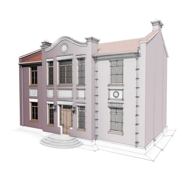 Architectural sketch of private residential — Stock Photo, Image