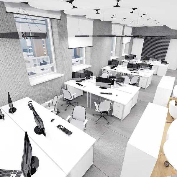 Empty modern office interior work place up view — Stock Photo, Image