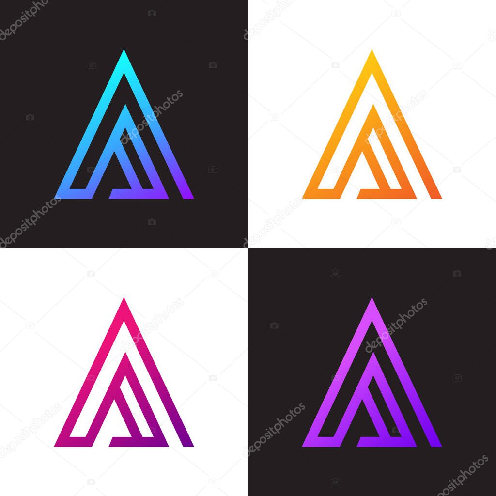 Typography A Letter or V letter Logo Monogram - colorful alphabet A V font Vector template icon.